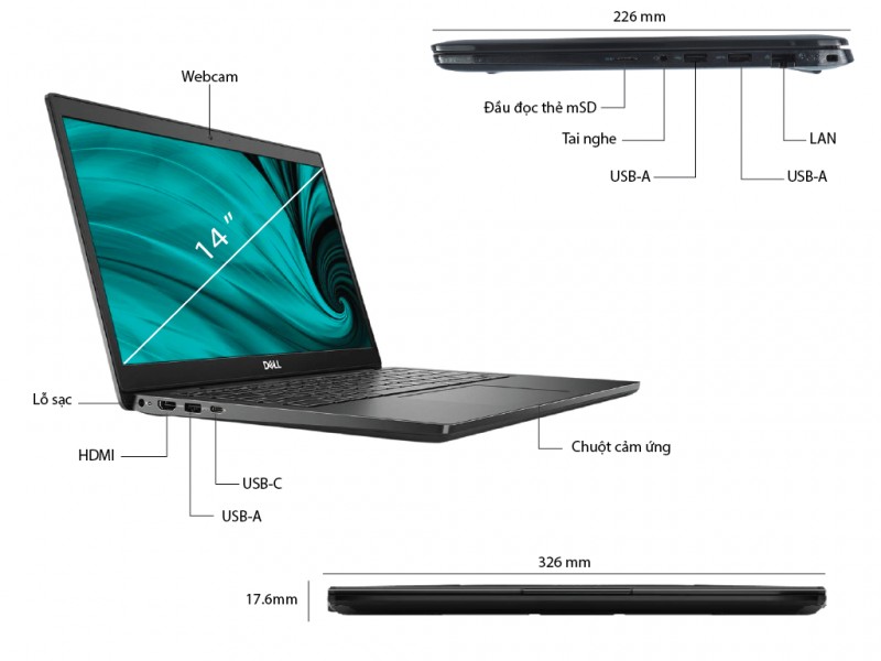 Laptop Dell Latitude 3420 (L3420I3SSD) (i3 1115G4 8GB RAM/256GB SSD/14.0 inch/Fedora/Đen) (2021)