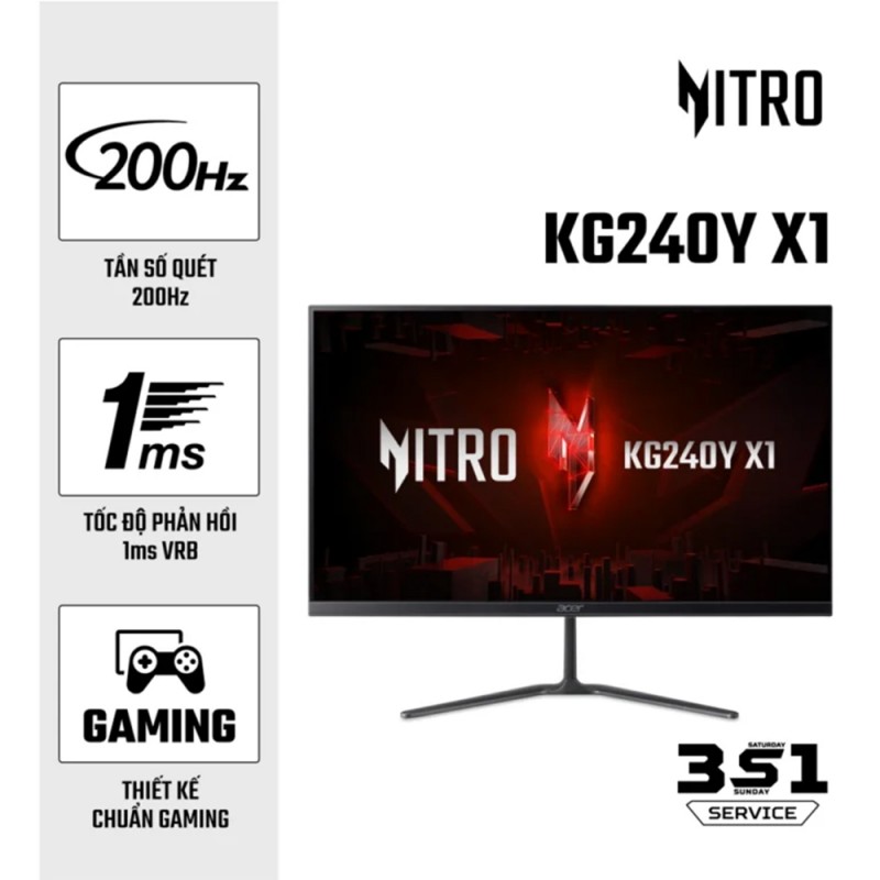 Màn hình Acer Nitro KG240Y X1 23.8" (FHD 1920 x 1080/ IPS/ 200Hz/ 1 ms)