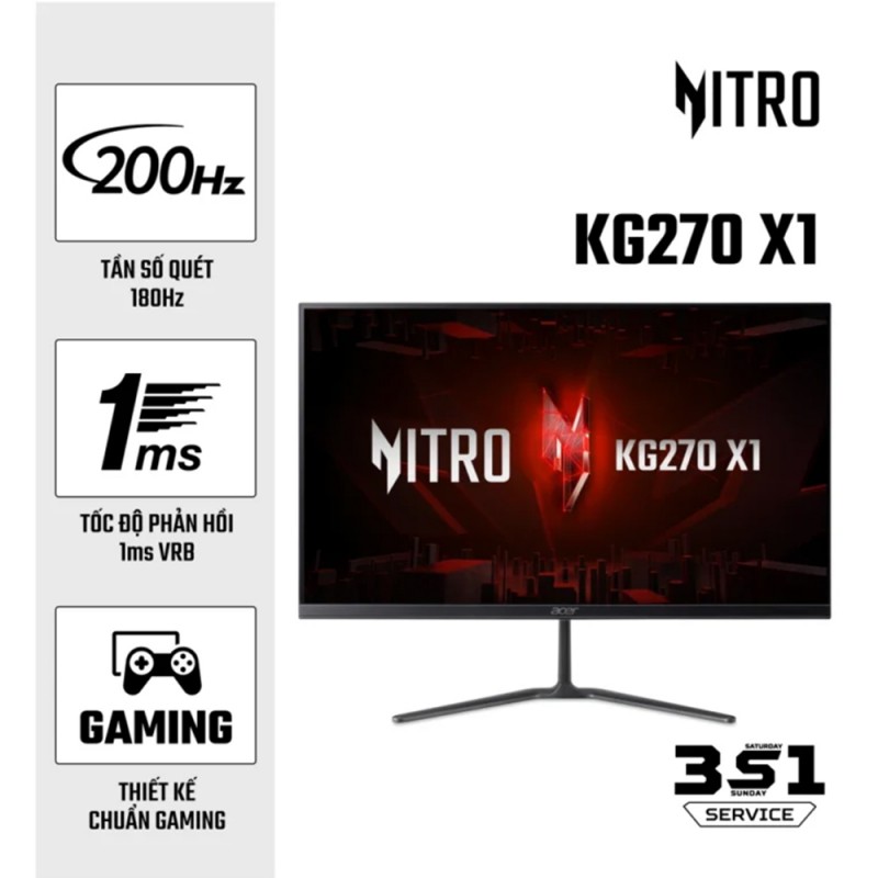Màn hình Acer Nitro KG270 X1 27" (FHD 1920 x 1080/ IPS/ 200Hz/ 1 ms)